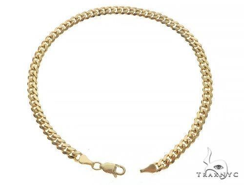 10K yellow gold Miami Cuban link bracelet, 8 inches long, 3.5mm wide men's style