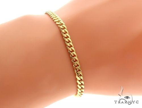 10K Yellow Gold Solid Miami Cuban Link Bracelet 8 Inches 3.3mm, photo 3 of 4