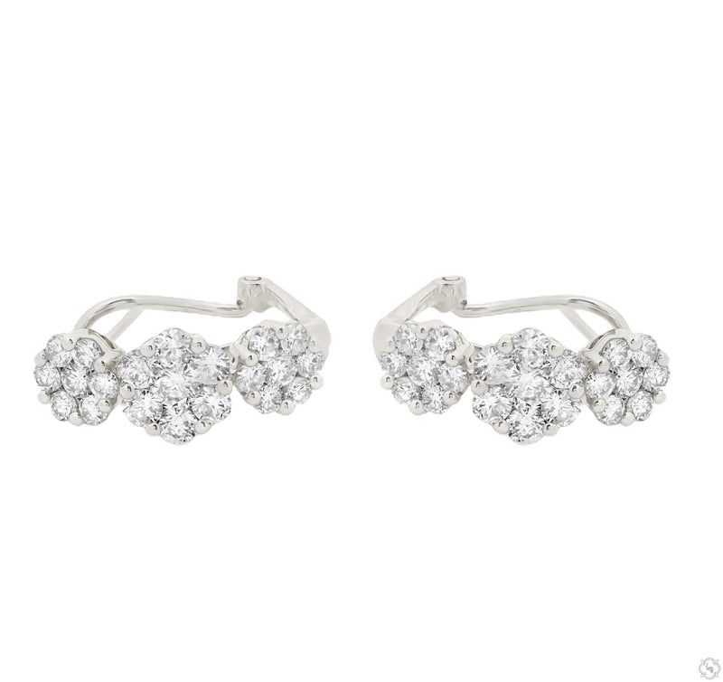 18K Gold Flower Diamond Hoop Earrings 67299 - Image 6