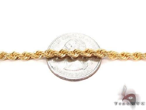 14k Yellow Gold Solid Diamond Cut Rope Bracelet 8 Inches 3.5mm, photo 3 of 6