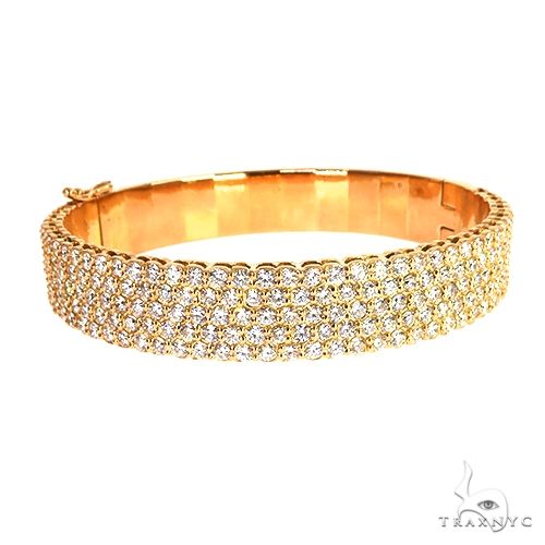 18K Gold 5 Row Diamond Bangle Bracelet 67886 | TraxNYC