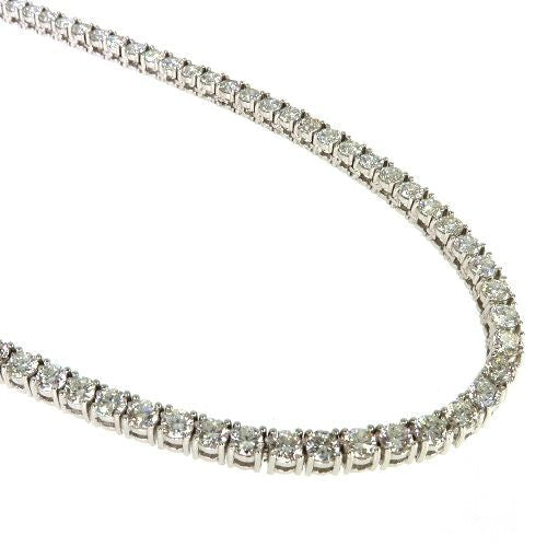 Diamond tennis chain in 14k yellow gold – flush round-diamond links, front-facing flat profile