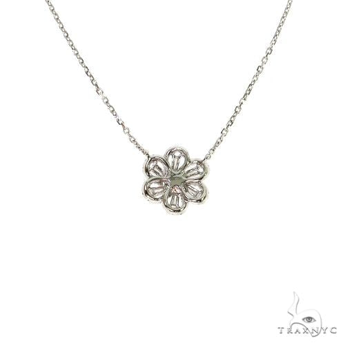 18K Gold Baguette Diamond Flower Necklace 67921 - Image 3