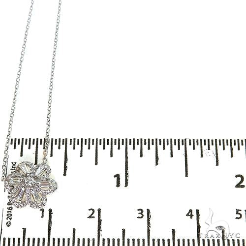 18K Gold Baguette Diamond Flower Necklace 67921 - Image 4