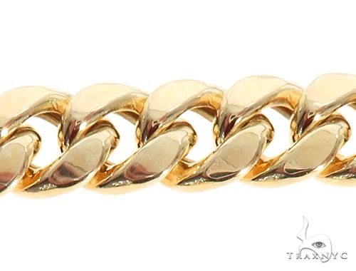 Yellow gold hollow Miami Cuban link bracelet 8.5 inches, 9mm wide with polished finish