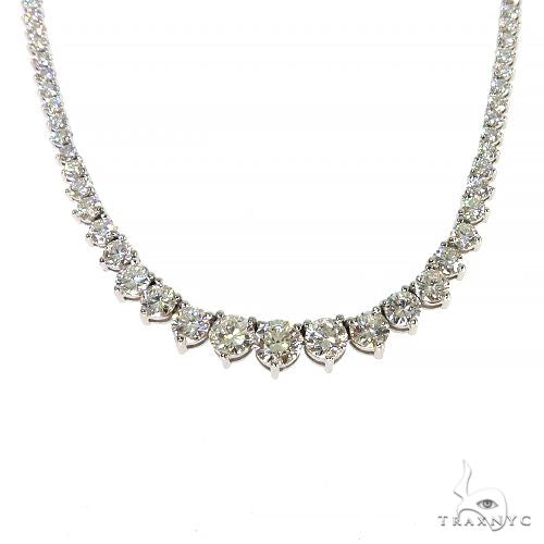 14K gold fancy diamond necklace with 9.83ct total diamond weight, front view
