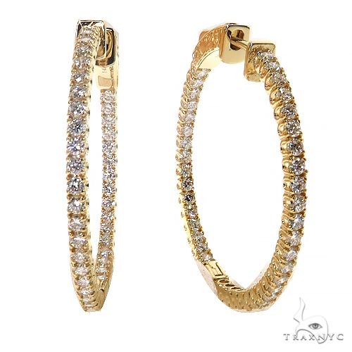 14K Gold Diamond Hoop Earrings (Lab) 68675 - Image 2