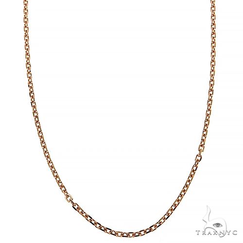 14k rose gold solid cable link chain, 1.2mm width, 18 inches, close-up showing link detail