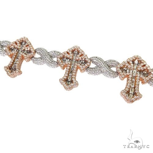 Baguette Diamond Fleur De Lis Cross Bracelet 69703 - Image 3