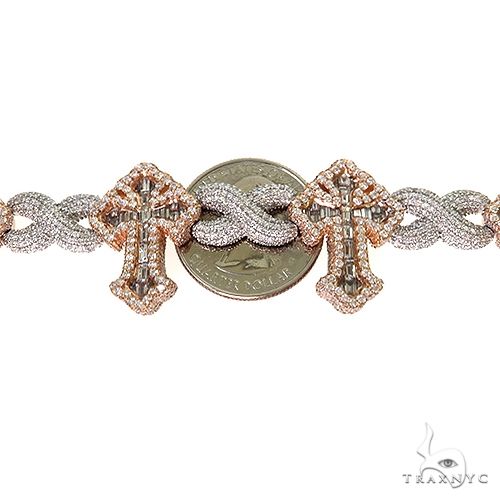 Baguette Diamond Fleur De Lis Cross Bracelet 69703 - Image 4