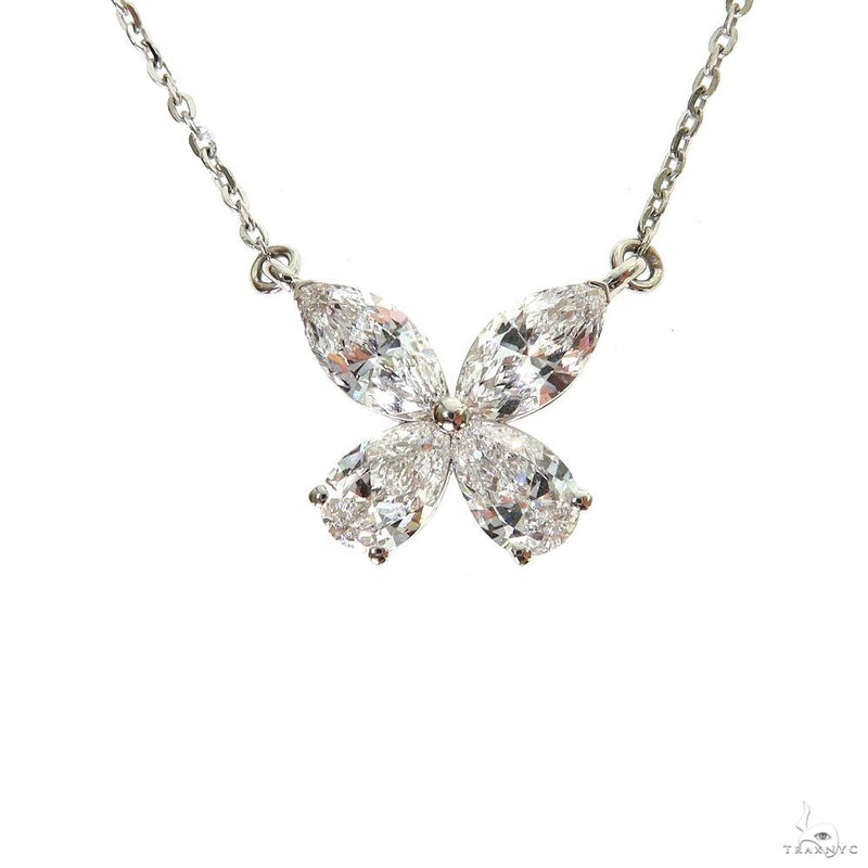 lab diamond butterfly necklace, pavé-set wings pendant, front view on white background