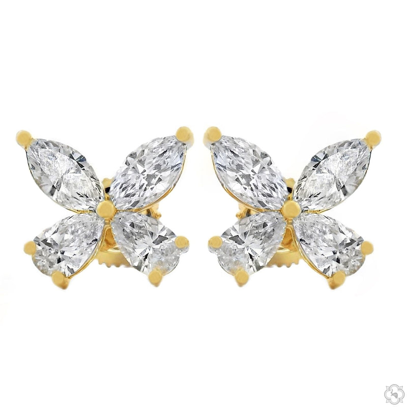 Lab-grown diamond butterfly earrings with faceted wing silhouette, front view