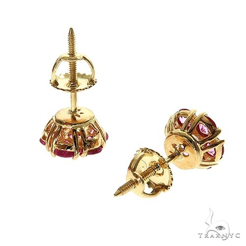 14K Gold Cherry Blossom Flower Earrings Large, photo 3 of 4