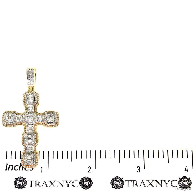 14K Gold Baguette Diamond Cross Pendant, photo 5 of 7