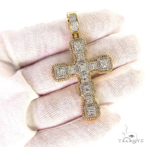 14K Gold Baguette Diamond Cross Pendant, photo 7 of 7