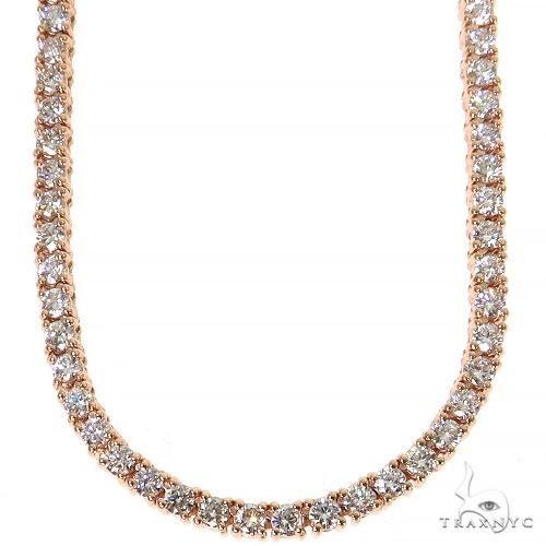 Rose gold tennis necklace with round-cut lab diamonds in 7 pointer setting