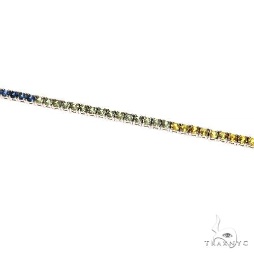 14K Gold 5 Pointer Rainbow Sapphire Tennis Bracelet, photo 3 of 7