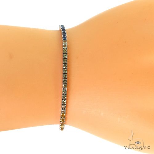 14K Gold 5 Pointer Rainbow Sapphire Tennis Bracelet, photo 6 of 7