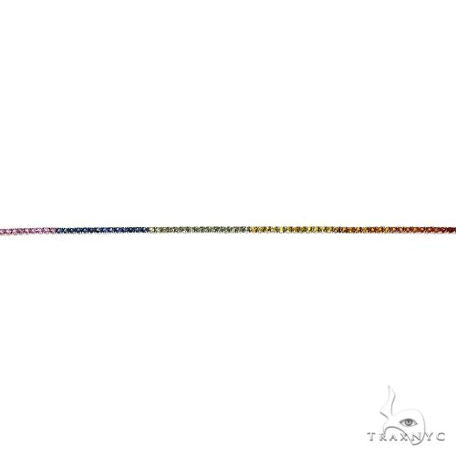 14K Gold 5 Pointer Rainbow Sapphire Tennis Bracelet, photo 7 of 7
