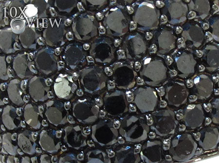 14K Gold 7 Row 10.5 Ctw Fully Black Diamond Ring, view 3