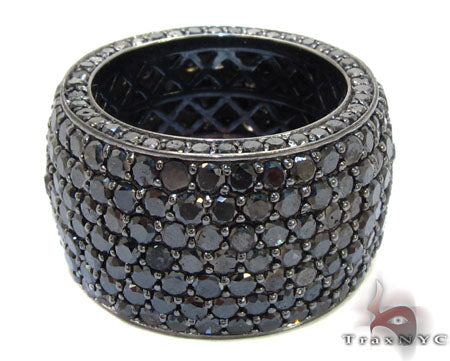 14K Gold 7 Row 10.5 Ctw Fully Black Diamond Ring, view 5