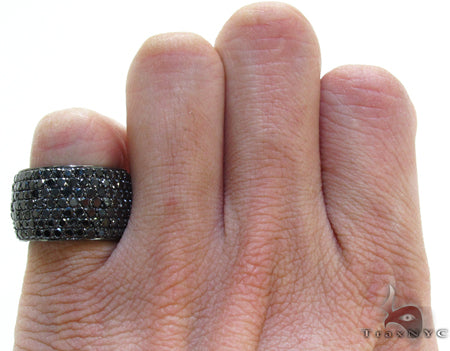 14K Gold 7 Row 10.5 Ctw Fully Black Diamond Ring, view 6