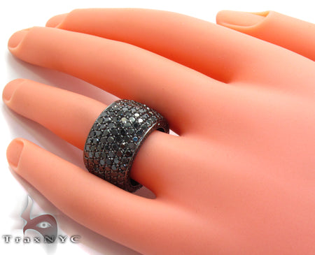 14K Gold 7 Row 10.5 Ctw Fully Black Diamond Ring, view 7