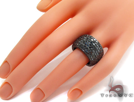 14K Gold 7 Row 10.5 Ctw Fully Black Diamond Ring, view 8