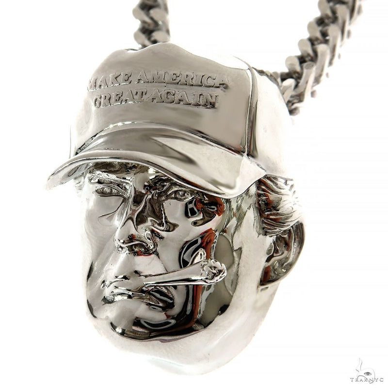 Mini Donald Trump Pendant with Franco Chain Set .925 Silver, photo 3 of 8