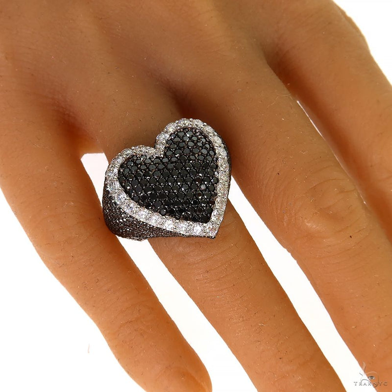 10K Gold Black Lab-Grown Diamond Heart Shape Ring, photo 4 of 4