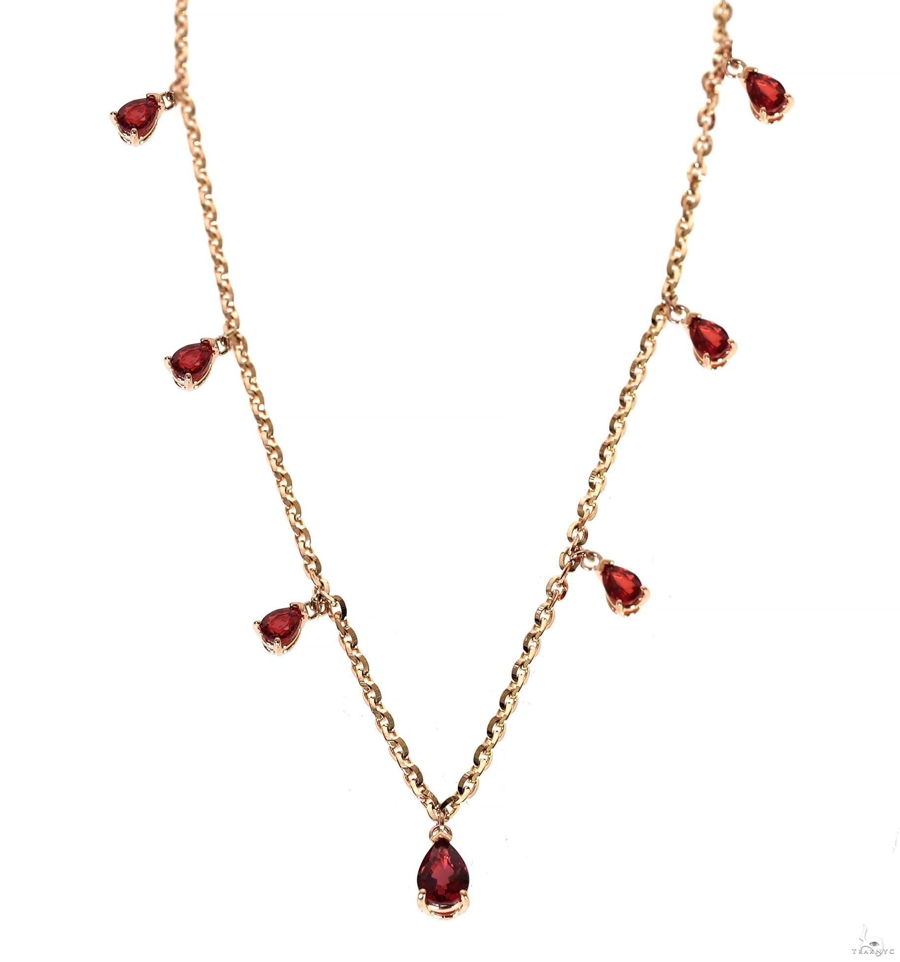 Pear Shape Red Sapphire Necklace | TraxNYC