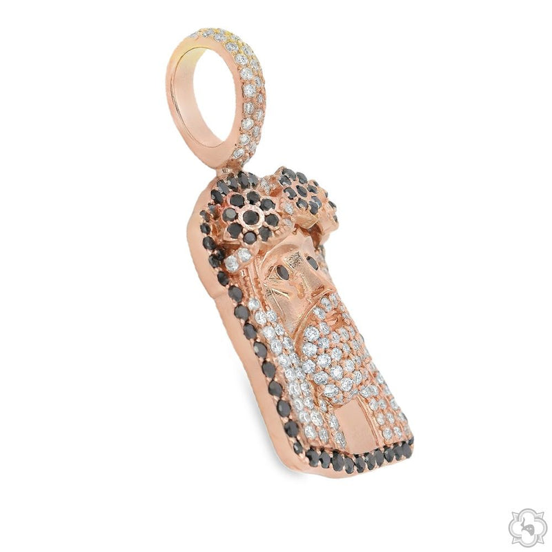 TraxNYC's Black and White Diamond Jesus Head Pendant Mini 70192 - Image 2