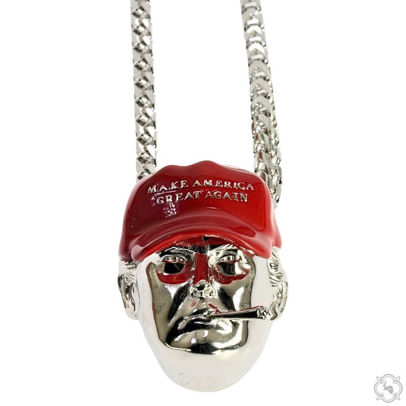 Trump MAGA pendant set in silver – front-facing view showing full pendant profile