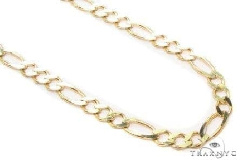 14k Yellow Gold Solid Figaro Chain 3mm 70282 | TraxNYC
