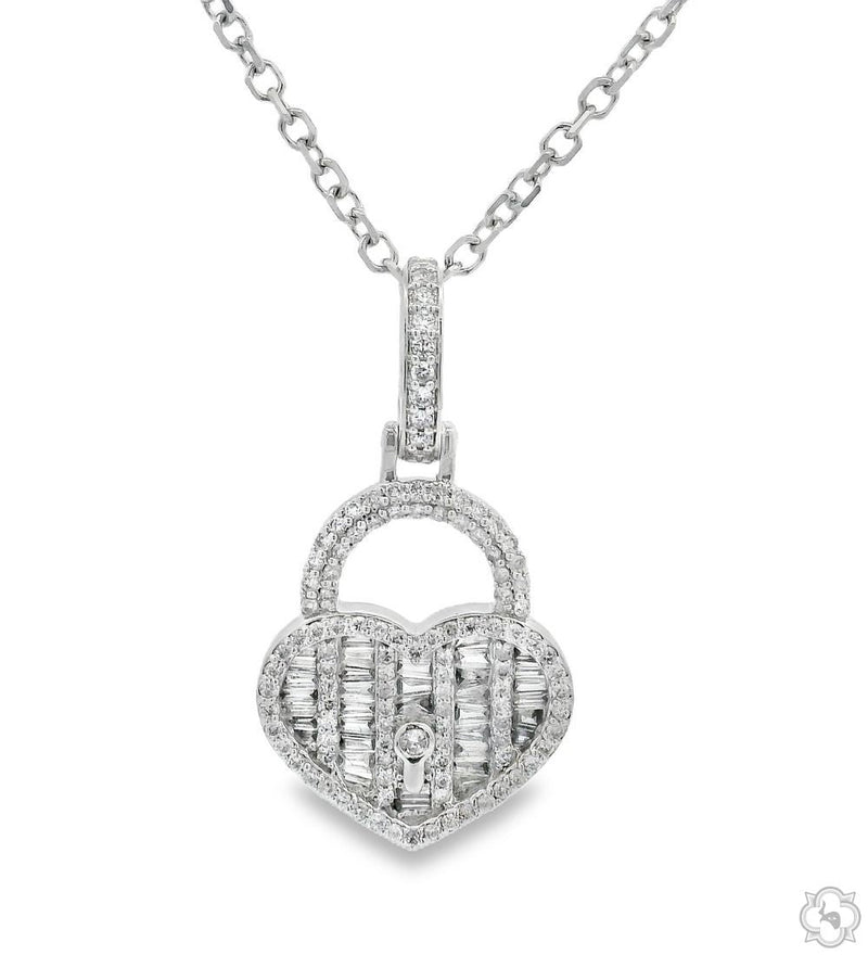 The Heart Lock Diamond Necklace in 14K Gold, photo 3 of 7