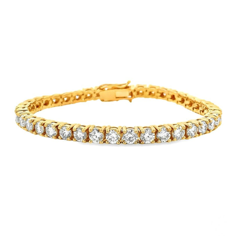 14K gold lab diamond tennis bracelet – round-cut stones in a continuous setting, top-down view