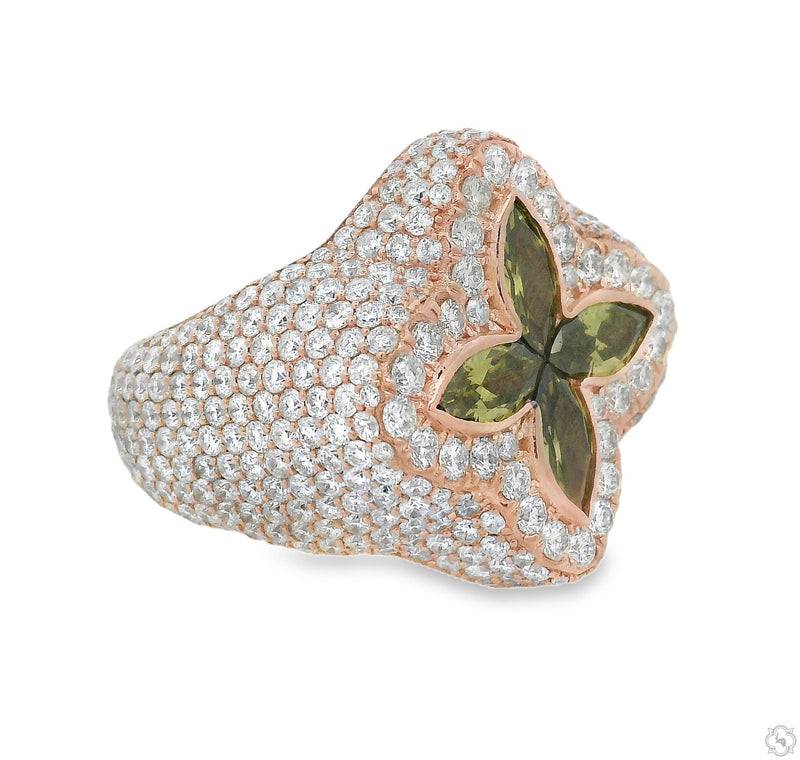 10K Gold Iceberg Green Quartz Crystals Diamond Ring, photo 3 of 6