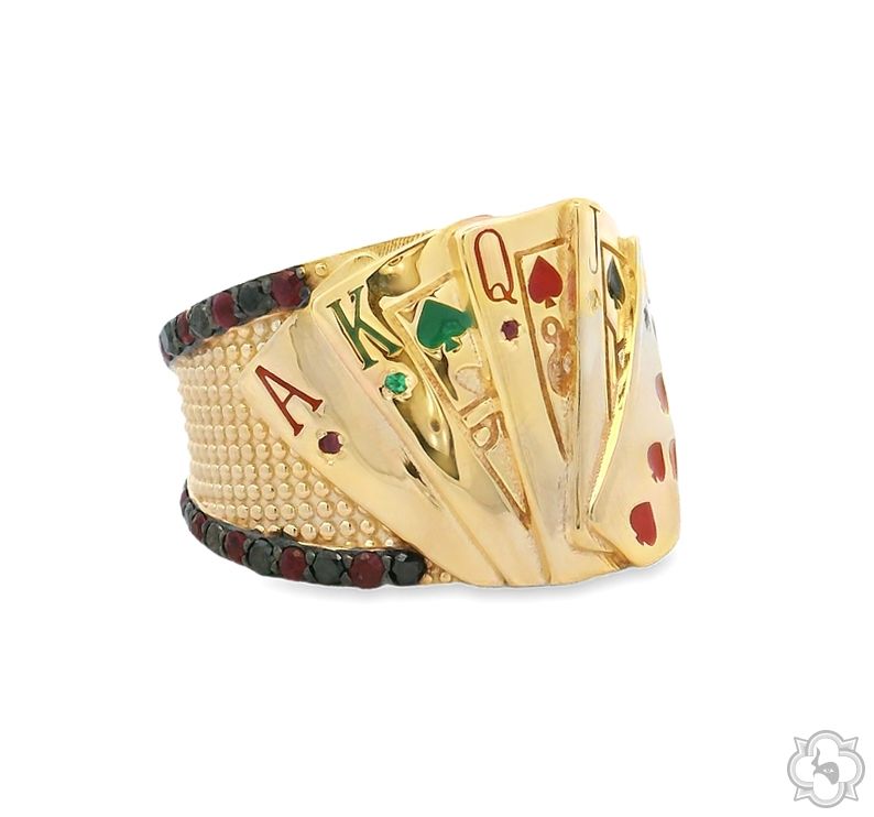14K Gold Custom Made Playing Card Ring, photo 3 of 7