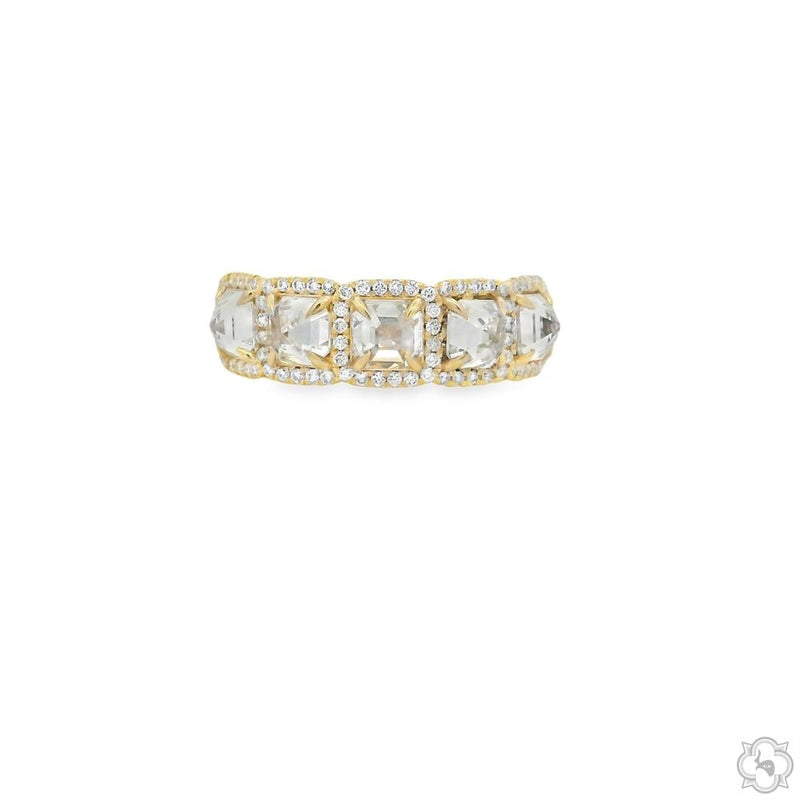 14K Gold Inverted Brilliance Asscher Cut 5 Stone Lab-Grown Diamond Ring, photo 2 of 7