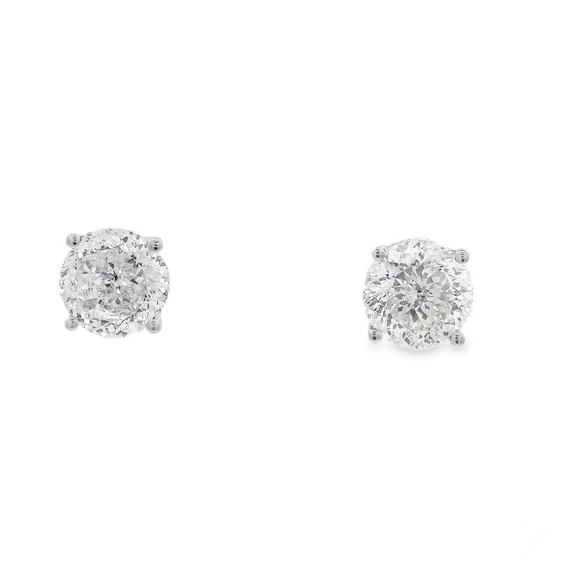 2 CT Portuguese round white diamond stud earrings in white gold setting