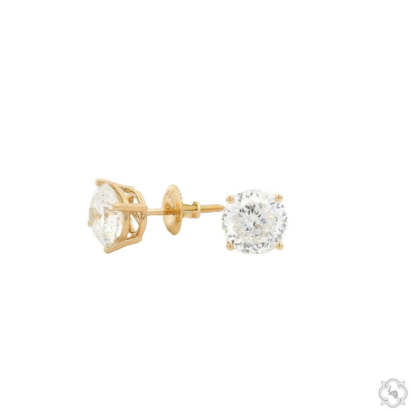 14K Gold 3 Ctw Portuguese Cut Lab-Grown Diamond Studs, photo 2 of 3