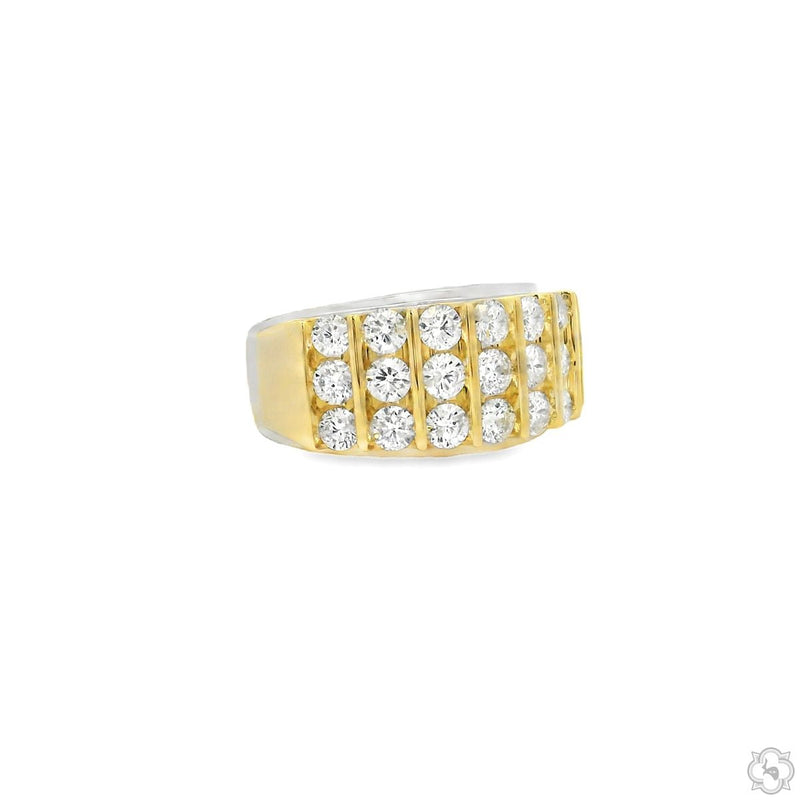 10K Gold Triple Row Diamond Band Ring, photo 2 of 5