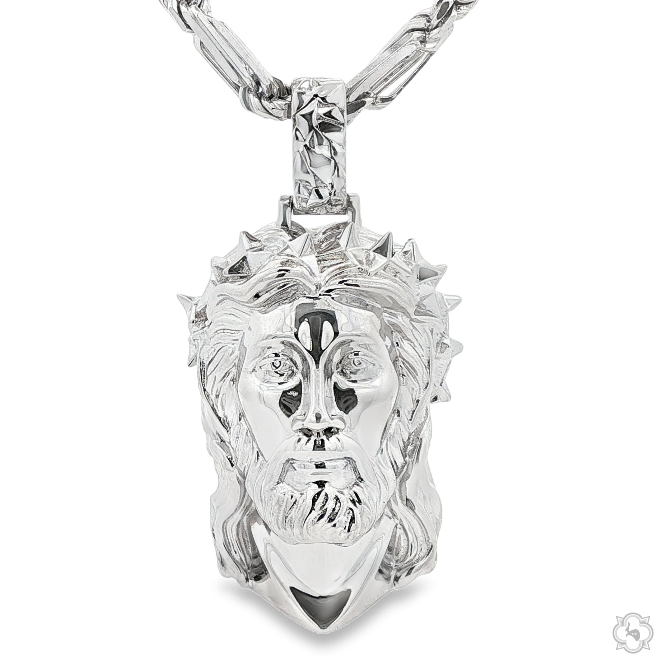 アクセサリー 925 SILVER Jesus Head Pendant Necklace 925 Silver Jesus Pendant & Rope Chain Set | TraxNYC