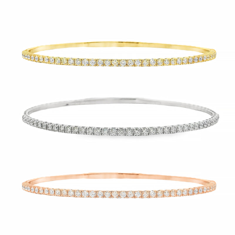 14K Gold Flexible Diamond Bangle Bracelet, photo 8 of 9