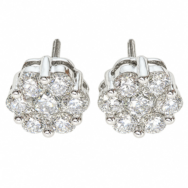 14K white gold True VS cluster stud earrings, item 824