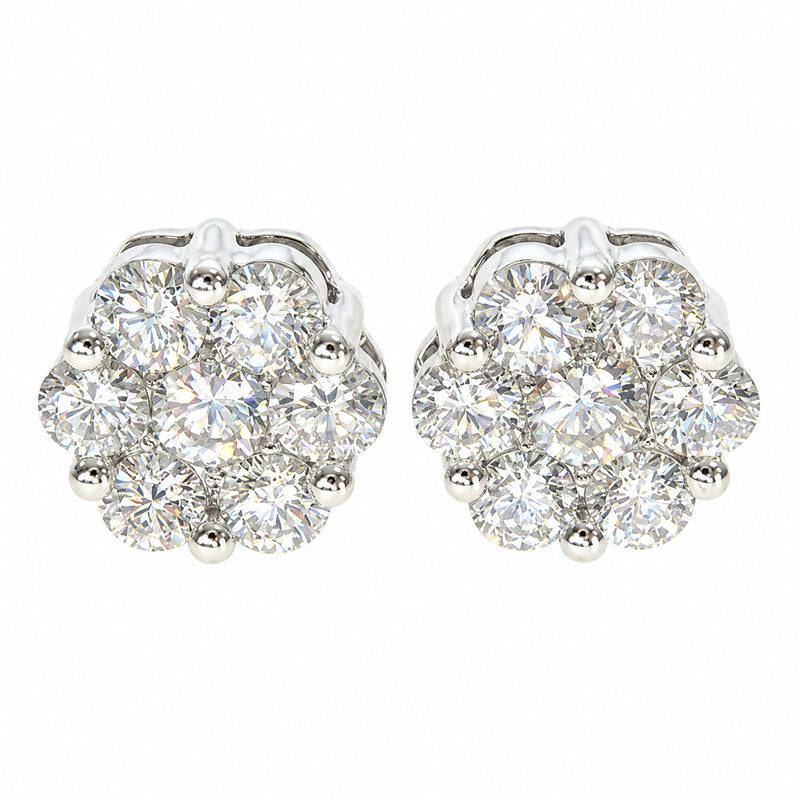 14K Gold True VS Cluster Stud Earrings, photo 2 of 6