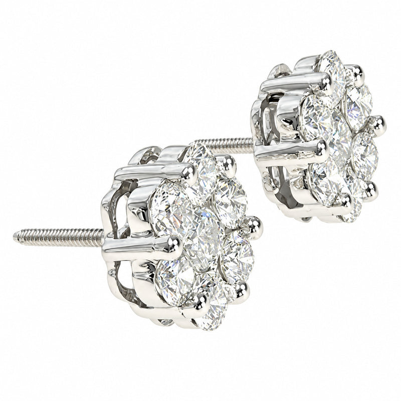 14K Gold True VS Cluster Stud Earrings, photo 4 of 6