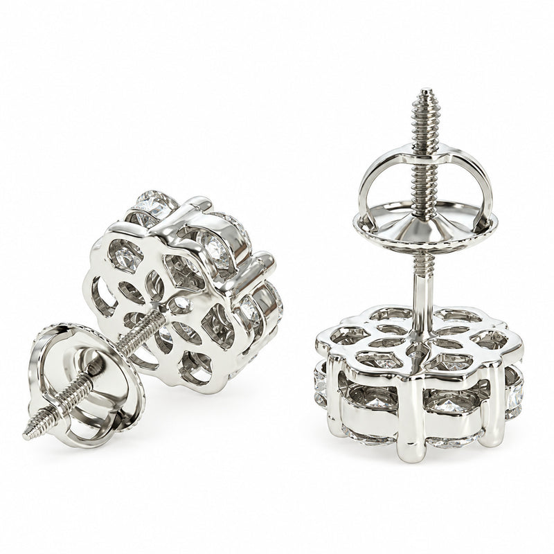 14K Gold True VS Cluster Stud Earrings, photo 6 of 6
