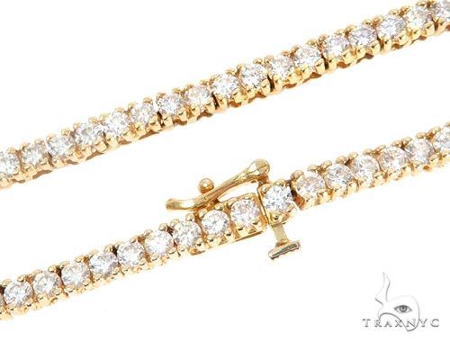 Men's 14k yellow gold diamond chain with round-cut stones set across the full length – front view