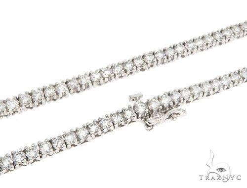 Men's 14k white gold diamond chain with round-cut stones, full front view – 39.50g, 16.15 ct